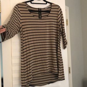 Tan + Black Striped Top